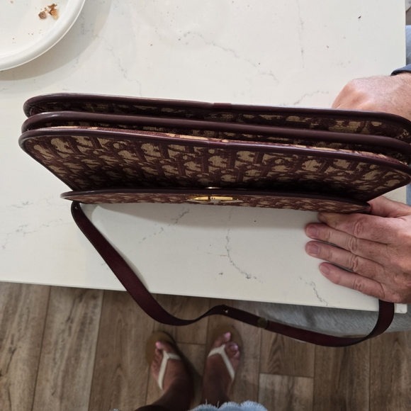 Dior Burgundy/Biege Monogram Shoulder Bag Includes a Wallet - Picture 3 of 9
